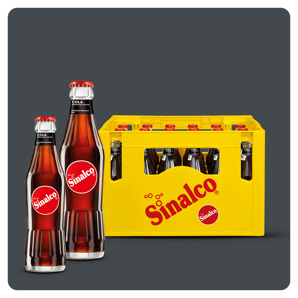 Sinalco Cola Glasflaschen und ein Kasten